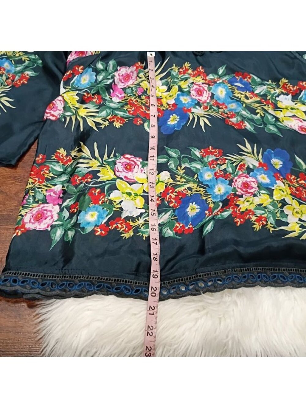 Johnny Was Women Blue Tunic Silk Floral Top Sz 2X - Picture 10 of 16